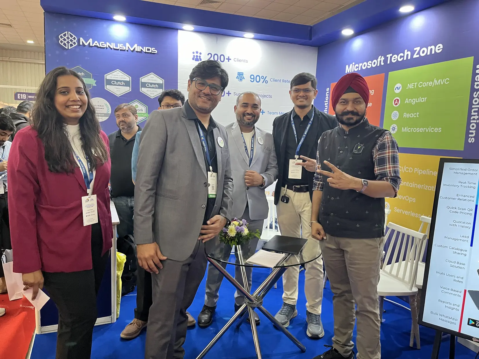 Tejas Shah, founder of MagnusMinds IT Solutions, meeting with positive paaji Kuldipsingh Kaler at TechExpo Gujarat 2024 as an organizer