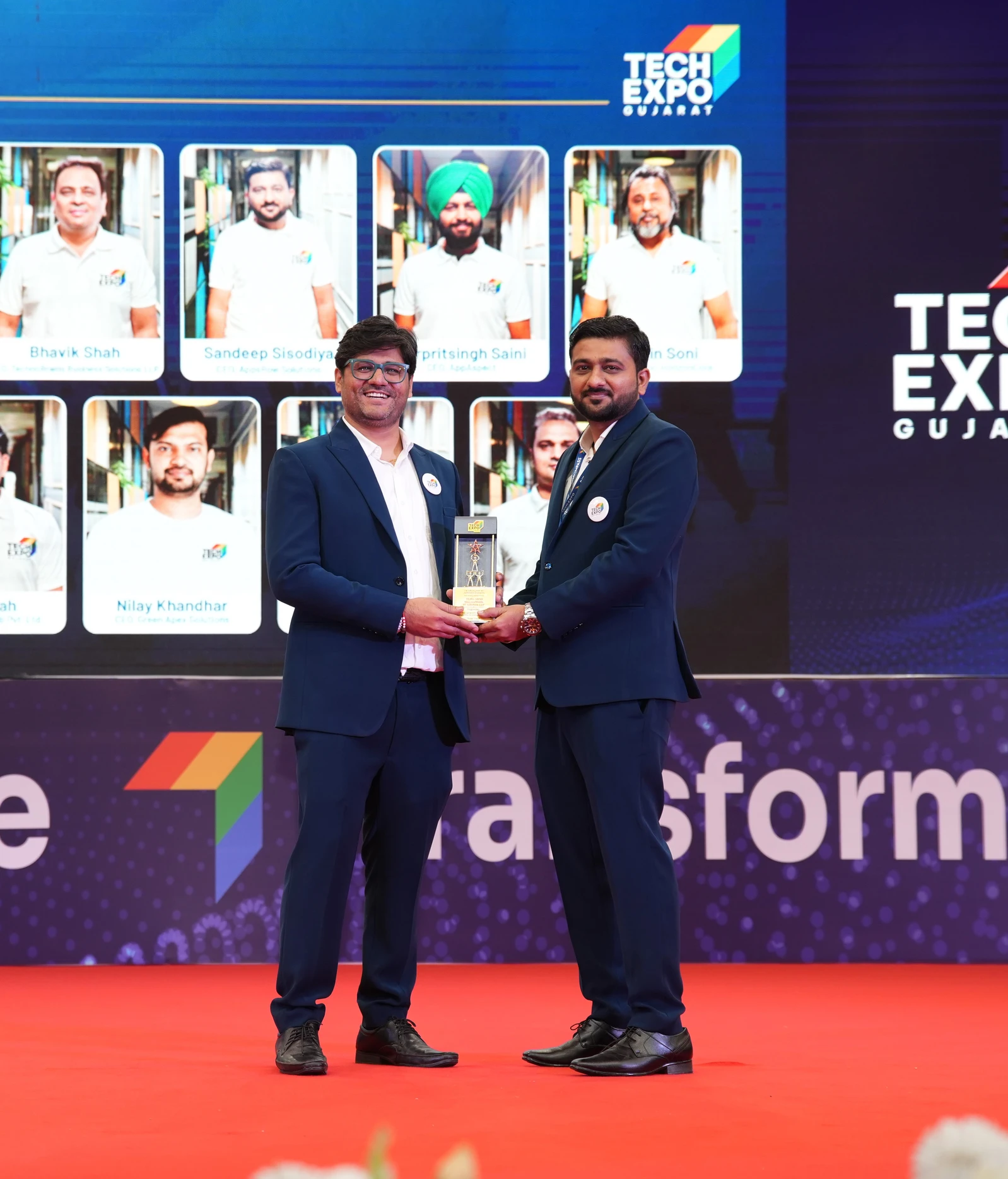 MagnusMinds founder and CEO Tejas Shah receiving the Honored to Organiser Award at TechExpo Gujarat 2024