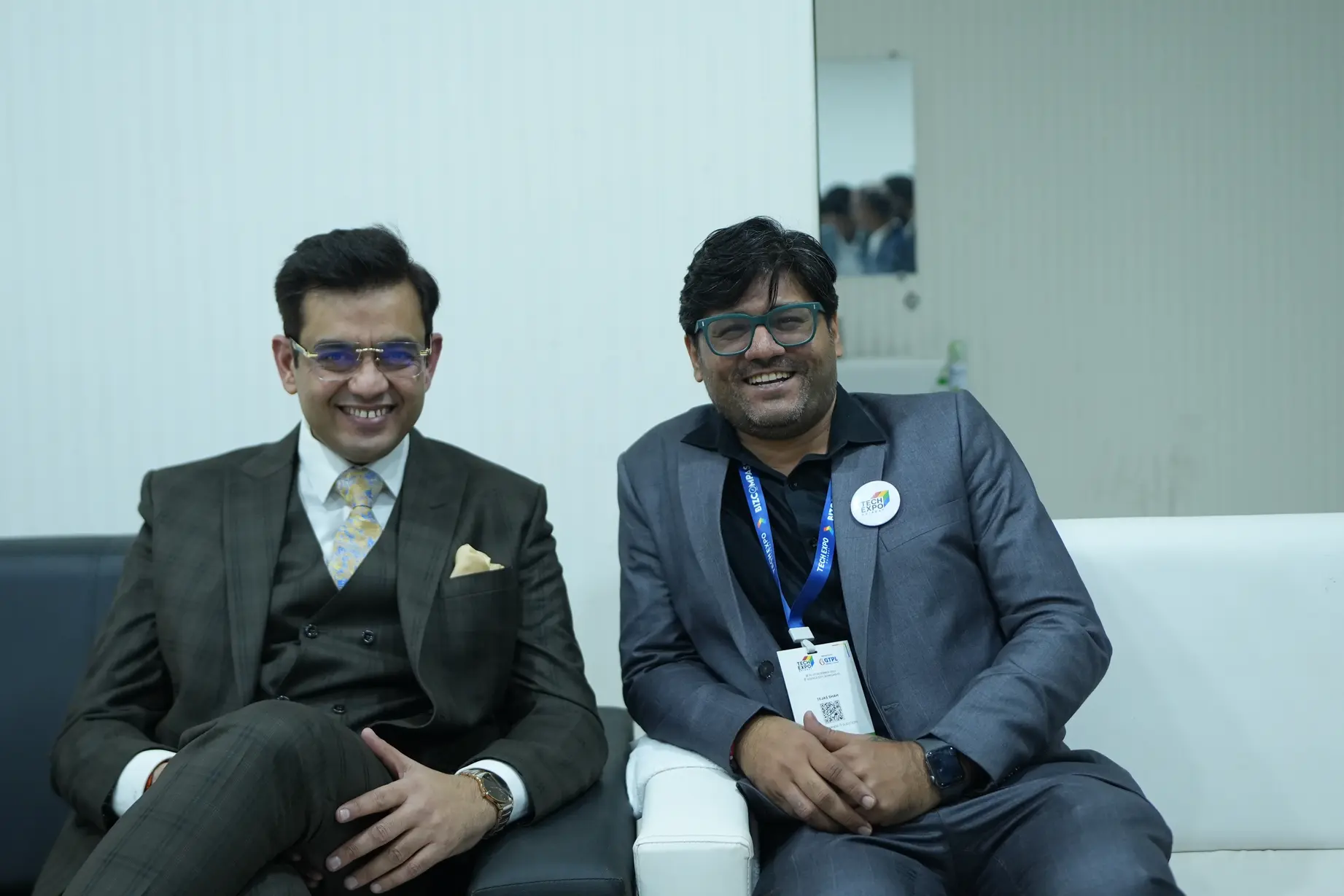 Tejas Shah, founder of MagnusMinds IT Solutions, meeting with Sonu Sharma at TechExpo Gujarat 2024 as an organizer